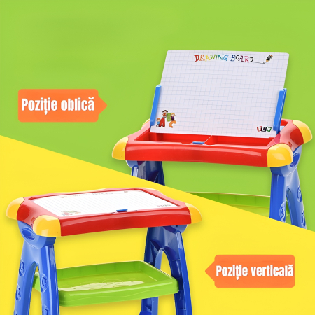 Masă educativă magnetică 3 în 1 pentru copii – tablă de scris și desen, litere și cifre magnetice, poziție reglabilă, joc educativ interactiv pentru învățare prin joacă [2]