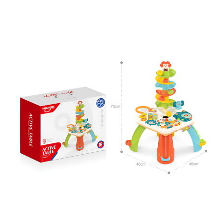 Masă Interactivă 8 în 1 pentru Bebeluși – Turn Cu Bile, Pian, Activități Sensoriale și Lumini, 75 cm [7]