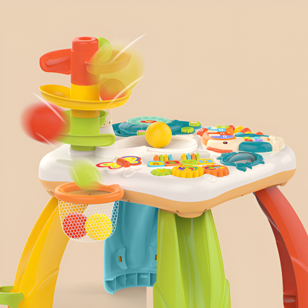 Masă Interactivă 8 în 1 pentru Bebeluși – Turn Cu Bile, Pian, Activități Sensoriale și Lumini, 75 cm [4]
