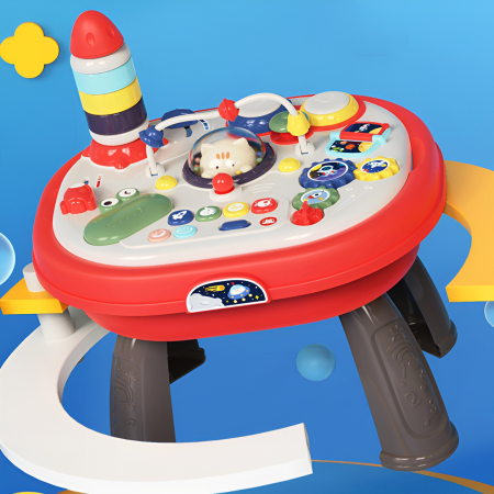 Educative si montessori - Masă Interactivă Educațională pentru Bebe – Learning Table 18+ luni, Activități cu Lumini, Butoane, Rachetă & Mecanisme Distractive