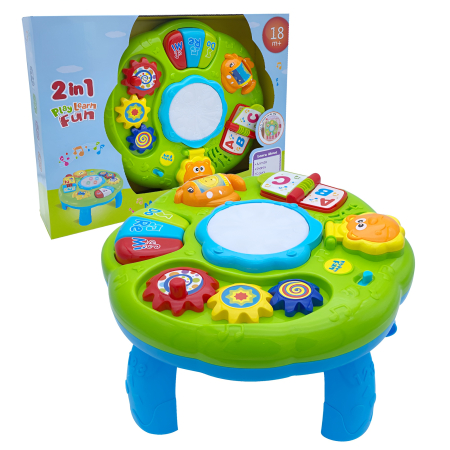 Noutati - Masă Interactivă Muzicală 2-în-1 pentru Copii 18+ luni – Sunete, Lumini, Activități Educaționale | Learning Table