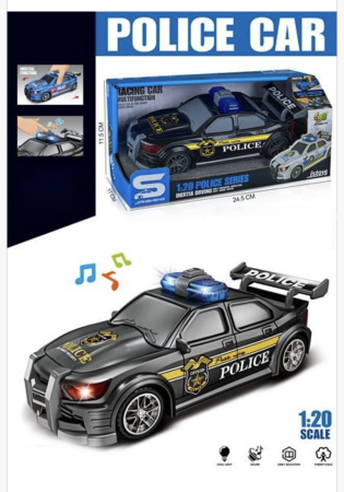 Mașină de poliție de jucărie cu lumini și sunete – Model racing 1:20 pentru copii | Mașinuță interactivă cu efecte speciale, 3 ani+