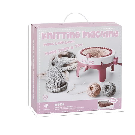 Mașină de Tricotat Sentro pentru Copii – Knitting Machine 40 Ace, Jucărie Creativă pentru Fete, Căciuli & Eșarfe, Roz [6]