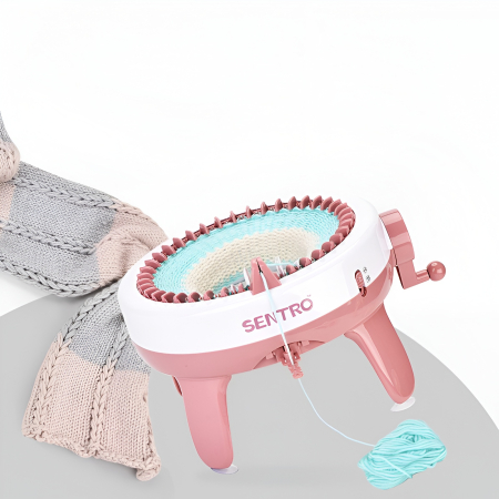 Mașină de Tricotat Sentro pentru Copii – Knitting Machine 40 Ace, Jucărie Creativă pentru Fete, Căciuli & Eșarfe, Roz [1]