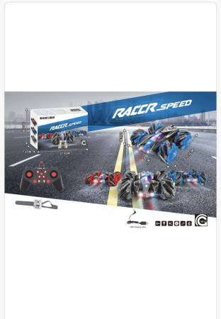 Mașină RC Stunt Racer Speed cu Telecomandă, Rotație 360°, Lumini LED, Reîncărcabilă USB, 6+ Ani