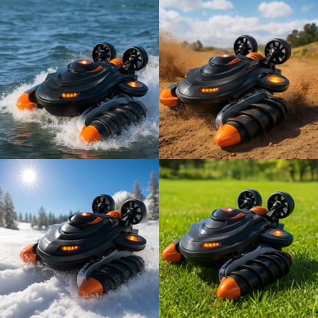 Mașinuță Amfibie X-Treme RC 4x4 – Vehicul cu telecomandă 2.4GHz, rezistent la apă, zăpadă și teren accidentat, rotire 360°, baterie reîncărcabilă, jucărie off-road pentru copii 3+ ani