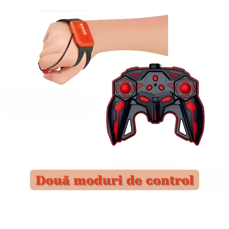 Mașinuță cu telecomandă și control prin gesturi, efect realist de foc pe eșapament, lumini LED ambientale, 4x4 Drift 360°, 2.4GHz, baterie reîncărcabilă, scara 1:16 [3]