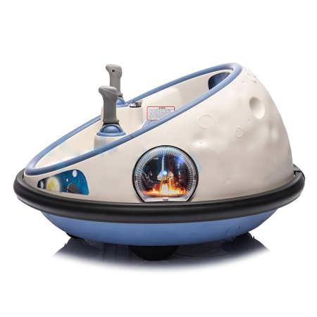 Mașinuță Electrică Bumper Car 360° pentru Copii – 2 Locuri, Bluetooth, Muzică, Bumper Protecție, Space Travel – Alb-Albastru [1]