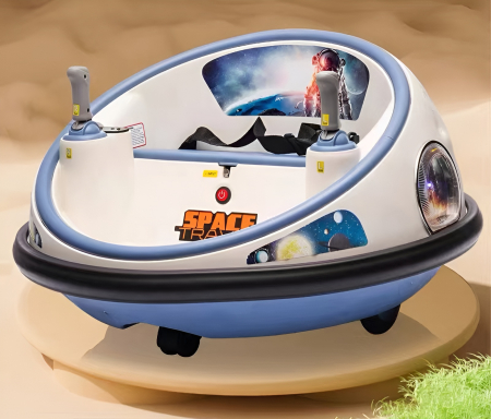 Cele mai dorite - Mașinuță Electrică Bumper Car 360° pentru Copii – 2 Locuri, Bluetooth, Muzică, Bumper Protecție, Space Travel – Alb-Albastru
