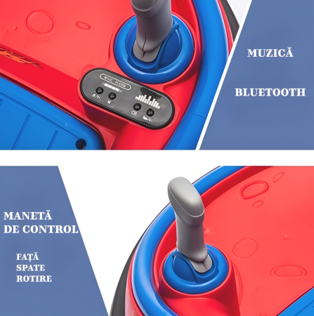 Mașinuță Electrică Bumper Car 360° pentru Copii – 2 Locuri, Bluetooth, Muzică, Bumper Protecție, Space Travel – Alb-Auriu [6]