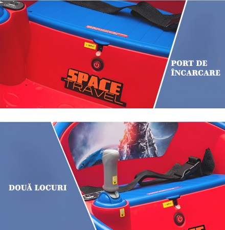 Mașinuță Electrică Bumper Car 360° pentru Copii – 2 Locuri, Bluetooth, Muzică, Bumper Protecție, Space Travel – Alb-Auriu [4]