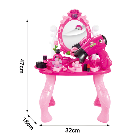 Măsuță de Toaletă Jucărie cu Oglindă, Uscător de Păr și Accesorii – Dressing Table cu Lumină & Sunete, Joc de Rol pentru Fetițe 3+ [3]