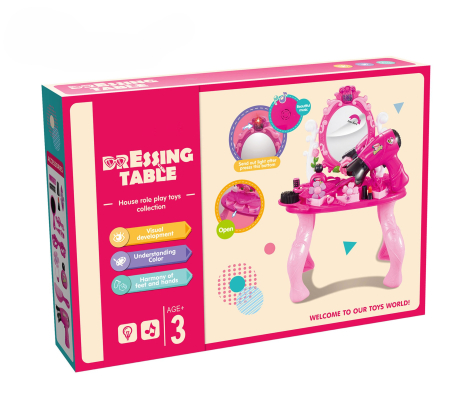 Măsuță de Toaletă Jucărie cu Oglindă, Uscător de Păr și Accesorii – Dressing Table cu Lumină & Sunete, Joc de Rol pentru Fetițe 3+ [4]