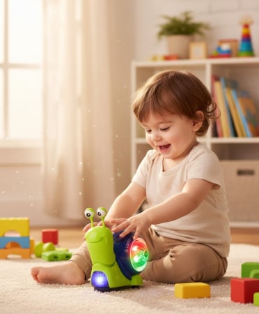 Noutati - Melc Interactiv cu Lumină și Muzică – Jucărie Electrică cu Proiecție Colorată și Mișcare Automată, 3+ Ani