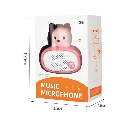 Microfon Muzical Interactiv pentru Copii – Iepuraș Roz, cu Lumină, Sunet, Fixare Magnetică și Slot pentru Card, Jucărie Educativă 3+ Ani [4]