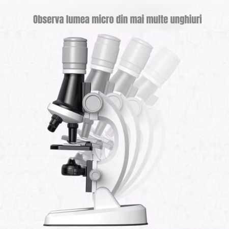Microscop educativ pentru copii, set complet cu accesorii, mărire 100x-400x-1200x, iluminare LED, jucărie STEM științifică [1]