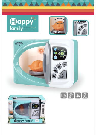 Microunde de Jucărie Play at Home – Cuptor Interactiv cu Lumină, Sunete și Tăviță Rotativă, 24.5 cm, Jucării Bucătărie 3+