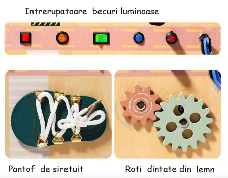 Montessori Geanta Pliabila din Lemn – Jucarie Educationala pentru Copii, Dezvoltare Creativa, Invatare Timpurie, Jucarie pentru Gradinita, Becuri Luminoase, Cadou Ideal pentru Prescolari [5]