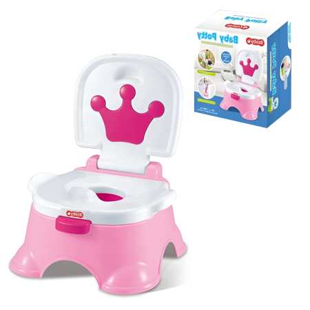 Cele mai dorite - Oliță pentru copii cu spătar și design tip coroană – vas de antrenament ergonomic cu recipient detașabil, stabilă și ușor de curățat, 18 luni+, roz