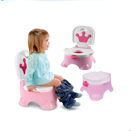 Oliță pentru copii cu spătar și design tip coroană – vas de antrenament ergonomic cu recipient detașabil, stabilă și ușor de curățat, 18 luni+, roz [1]