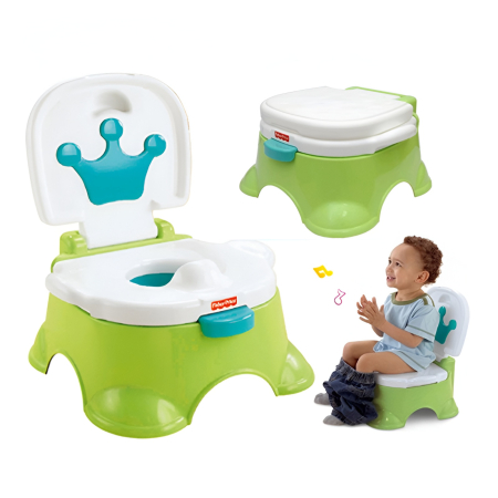 Oliță pentru copii cu spătar și design tip coroană – vas de antrenament ergonomic cu recipient detașabil, stabilă și ușor de curățat, 18 luni+, verde [1]