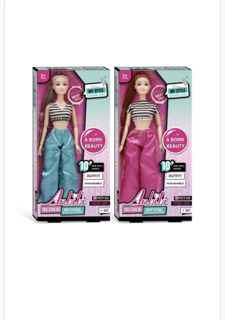 Păpușă fashion pentru copii cu ținută modernă și păr lung – jucărie de joacă creativă cu outfit colorat, 3+ ani