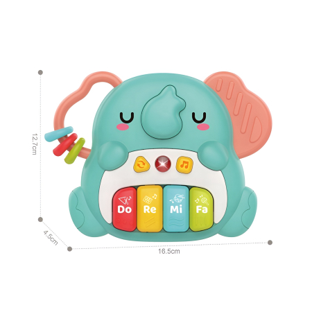 Pian Muzical Interactiv Elefănțel – Do Re Mi Fa, Lumini & Sunete | Jucărie Educațională 18+ luni [1]