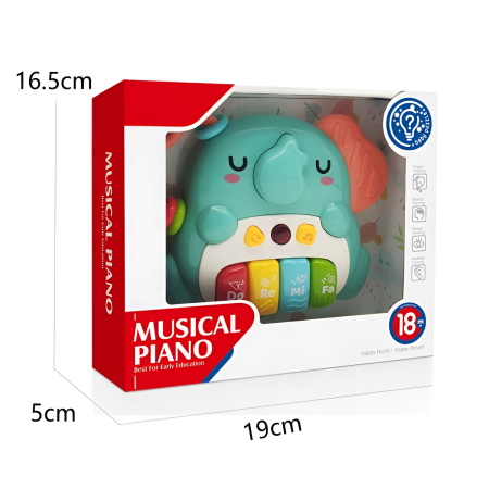 Pian Muzical Interactiv Elefănțel – Do Re Mi Fa, Lumini & Sunete | Jucărie Educațională 18+ luni [3]