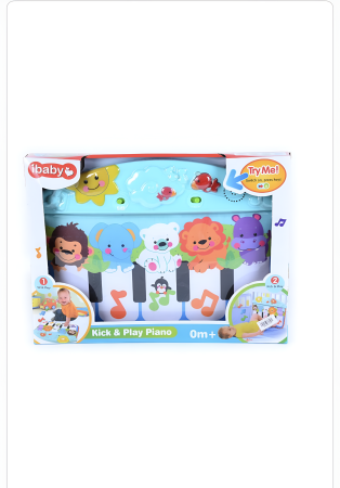 Pian Muzical Kick & Play pentru Bebeluși – 0+ luni, 42×31 cm | Jucărie Interactivă cu Sunete, Lumini și Animăluțe, pentru Joaca pe Spate și pe Burtică [2]