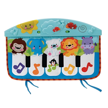 Jucarii bebelusi - Pian Muzical Kick & Play pentru Bebeluși – 0+ luni, 42×31 cm | Jucărie Interactivă cu Sunete, Lumini și Animăluțe, pentru Joaca pe Spate și pe Burtică