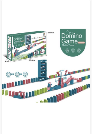 Lego si constructii - Pistă domino interactivă pentru copii cu bile și mecanisme – set educativ STEM cu 120 piese colorate, joc creativ de reacție în lanț, 3+ ani