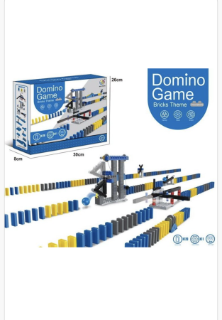 Lego si constructii - Pistă domino modulară pentru copii cu bile și lift mecanic – set educativ STEM cu 120 piese colorate, joc interactiv de construcție și reacție în lanț, 3+ ani