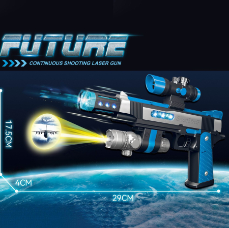 Pistol de jucărie cu laser și proiecție pentru copii – Blaster futurist cu lumini, efecte și țintire, 29 cm [4]