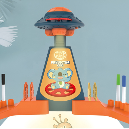Educative si montessori - Proiector Interactiv de Desene pentru Copii – Jucărie Educativă cu 48 de Slide-uri și Markere | Set de Proiecție pentru Trasare și Colorat