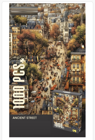 Noutati - Puzzle artistic 1000 piese – Stradă veche europeană cu detalii vintage, joc de logică și relaxare pentru adulți și copii mari