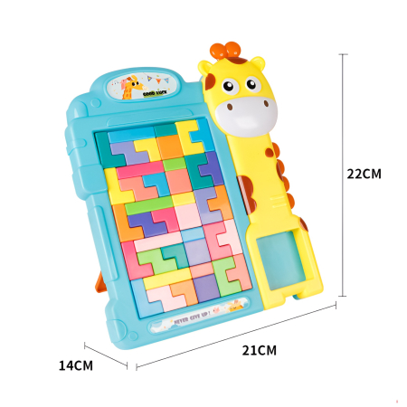 Puzzle Logică Girafă – Joc Tetris cu Piese Colorate și Tablă Verticală 3D, STEM Montessori [3]