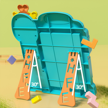 Puzzle Logică Girafă – Joc Tetris cu Piese Colorate și Tablă Verticală 3D, STEM Montessori [1]