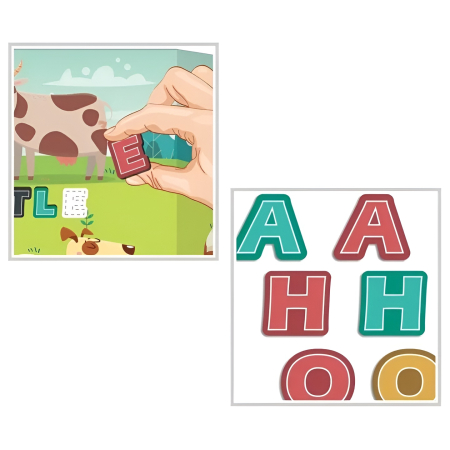 Puzzle Magnetic Educațional pentru Copii – Învățare Cuvinte în Engleză cu Animale | Joc Montessori cu Litere Magnetice, Alfabet și Vocabular Englez [3]