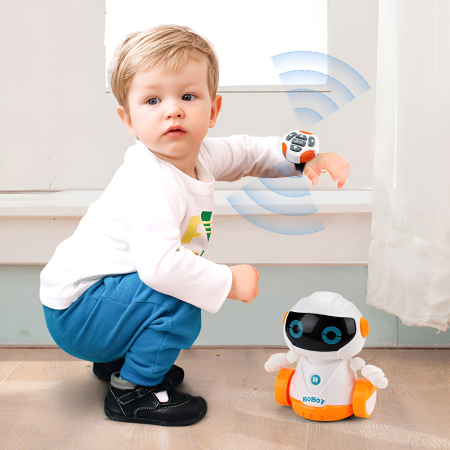 Robot Inteligent cu Control prin Brățară – Funcție de Programare, Lumină și Sunete, Jucărie Interactivă Educativă pentru Copii 3+ Ani [9]