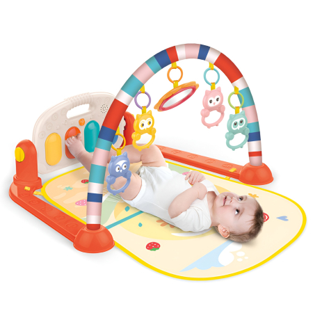 Saltea de joacă pentru bebeluși cu pian interactiv și jucării suspendate – covoraș educativ senzorial cu arcadă colorată, muzică și sunete, 0 luni+ [2]