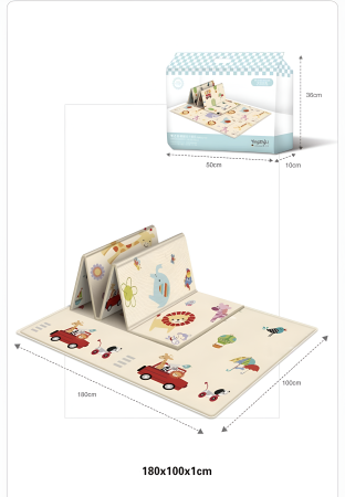 Saltea pliabilă educativă pentru copii cu imprimeu dublu – covoraș de joacă gros impermeabil 180x100 cm, izolație termică și suprafață antiderapantă, 0 luni+ [1]