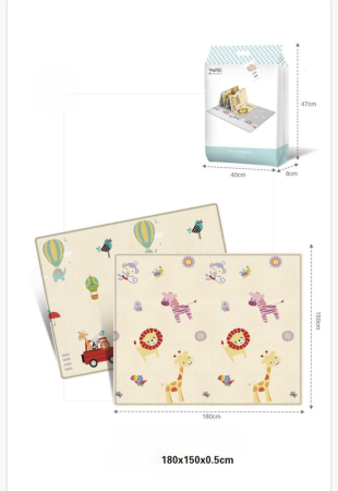 Saltea pliabilă mare pentru copii cu imprimeu dublu – covoraș educativ impermeabil 180x150 cm, material gros termoizolant pentru joacă sigură, 0 luni+