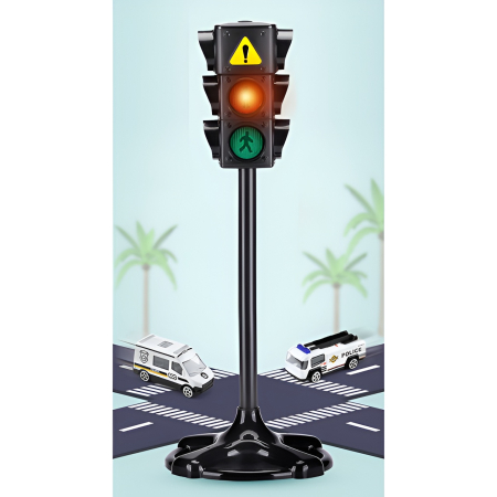 Semafor Interactiv cu Lumini și Sunete – 71 cm, Joc Educativ de Trafic pentru Copii, Model Realist City Traffic Light [7]