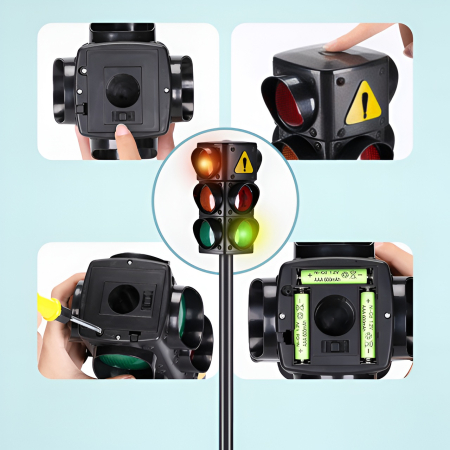 Semafor Interactiv cu Lumini și Sunete – 71 cm, Joc Educativ de Trafic pentru Copii, Model Realist City Traffic Light [6]