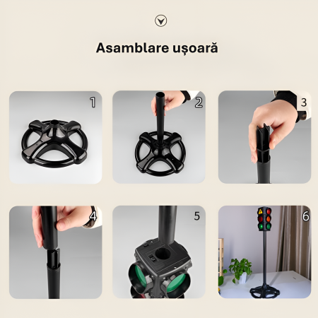Semafor Interactiv cu Lumini și Sunete – 71 cm, Joc Educativ de Trafic pentru Copii, Model Realist City Traffic Light [3]