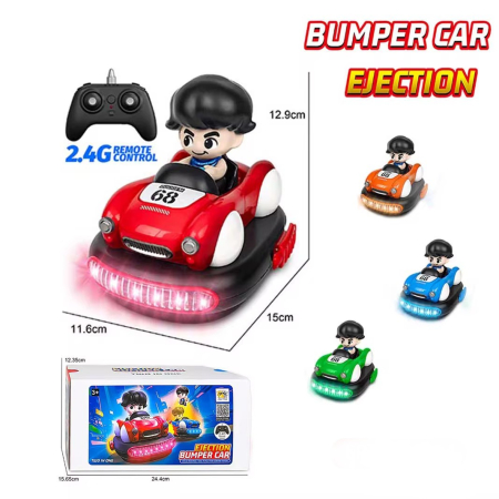 Set 2 Masinute cu Telecomanda 2.4G Bumper Car cu Ejectare Personaj, Lumina LED si Sunete – Jucarie Interactiva RC pentru Copii, 3+ Ani [5]