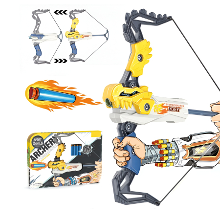 Masinute si piste - Set Arc de Jucărie Dinozaur pentru Copii – 12 Săgeți din Spumă, Design Transformabil, 3+ ani