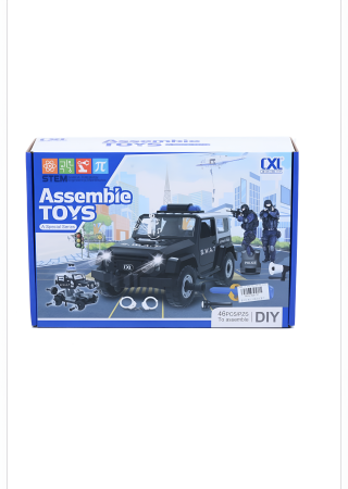 Noutati - Set Asamblare Mașină SWAT DIY – 46 Piese STEM, Vehicul Poliție cu Șurubelniță | Jucărie Educațională pentru Băieți
