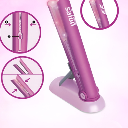 Set Coafor Jucărie Salon Equipments – Placă de Îndreptat cu Lumină, Perie și Bigudiuri, Set Hair Styling 3+ [1]