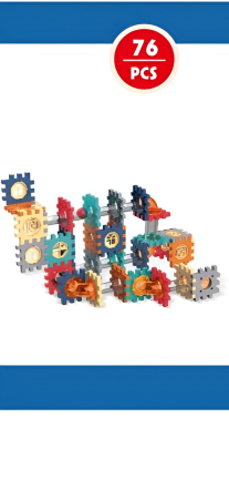 Set Construcție Rich Styling 76 Piese – Pipeline Rolling Ball, Blocuri STEM cu Rotițe & Tunel pentru Bile | Jucărie Educațională 3+ [1]